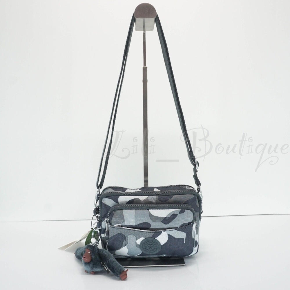 NWT Kipling AC7505 MERRYL 2-In-1 Convertible Crossbody Waist Bag Cool Camo Grey